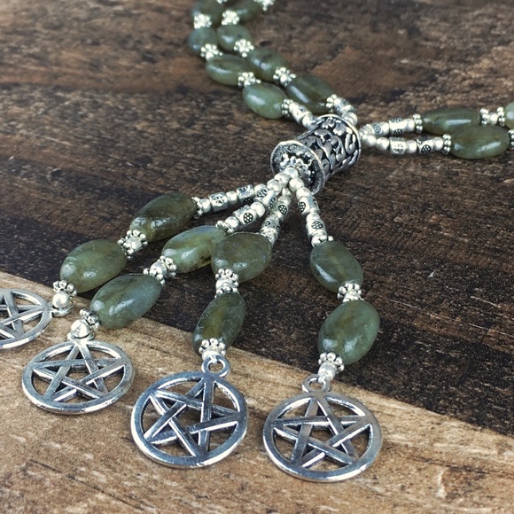 Labradorite Gemstone Pentacle Bead Necklace 20” - Picture 8 of 9